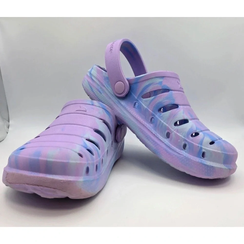 Rugged Shark Kids EVA Clog Purple Blue Marble Swirl Water Shoe Size 7